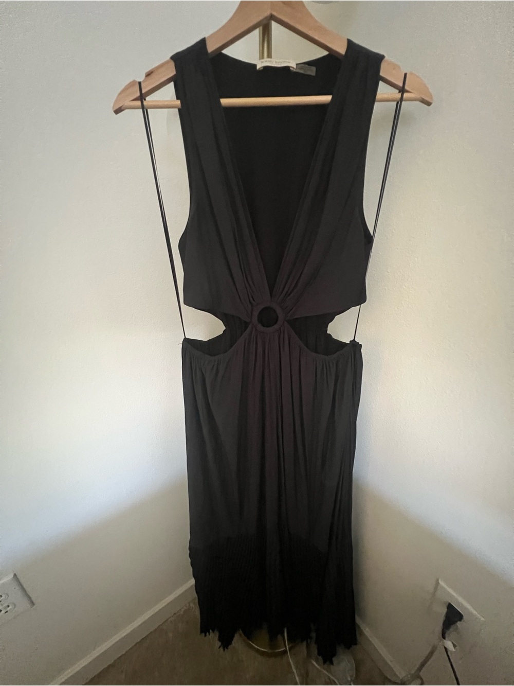Ramy Brook Black Cutout Midi Dress with Central Ring